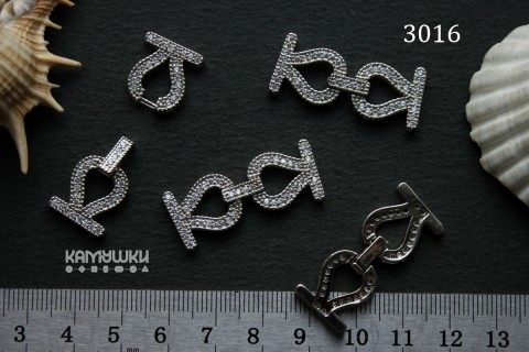 Застежка многорядная с фианитами 12х32 мм, №3016, 1 шт