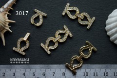 Застежка многорядная с фианитами 12х32 мм, №3017, 1 шт