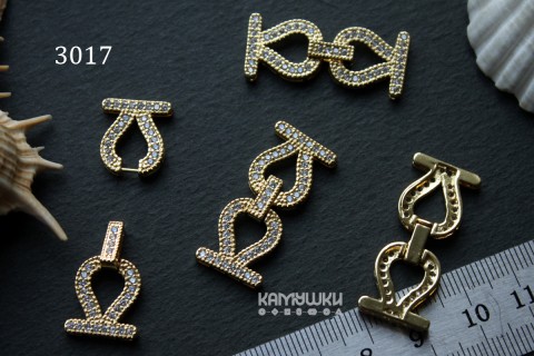 Застежка многорядная с фианитами 12х32 мм, №3017, 1 шт