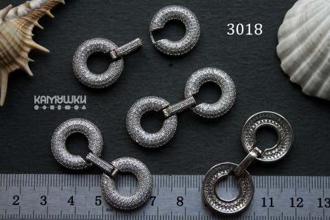 Застежка многорядная с фианитами 19х40 мм, №3018, 1 шт