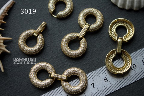 Застежка многорядная с фианитами 19х40 мм, №3019, 1 шт