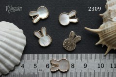 Подвеска с перламутром "зайчик" 15 мм, №2309, 1 шт