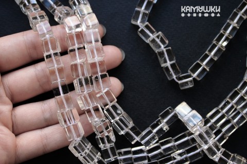 Горный хрусталь, кубик гладкий 8 мм, набор 12 бусин