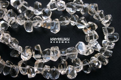Горный хрусталь, кусочки граненые со смещенным отверстием, 9х13 мм, набор 12 бусины