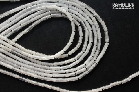 Горный хрусталь и белый кварц, трубочки гладкие, набор 7 бусин
