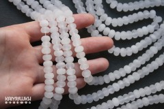 Горный хрусталь и белый кварц, рондель матовый 5х8 мм, набор 9 см