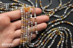 Халцедон, сердолик, агат, микс, шар граненый 4 мм, набор 9,5 см Халцедон, сердолик, агат, микс, шар граненый 4 мм, набор 9,5 см