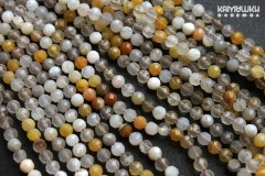 Халцедон, сердолик, агат, микс, шар граненый 4 мм, набор 9,5 см