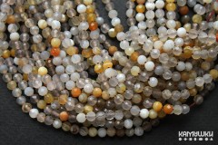 Халцедон, сердолик, агат, микс, шар граненый 4 мм, набор 9,5 см Халцедон, сердолик, агат, микс, шар граненый 4 мм, набор 9,5 см