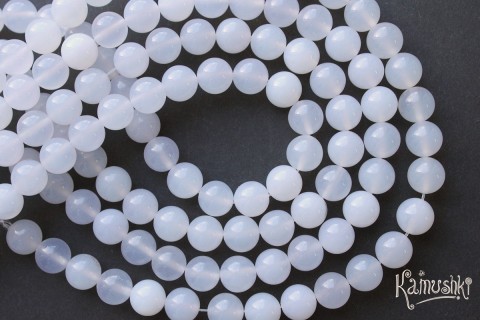Халцедон "молочный", светлый, шар гладкий 10 мм, набор 9 бусин
