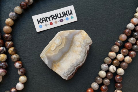 Кружевной агат, бусина свободной формы, №К0806