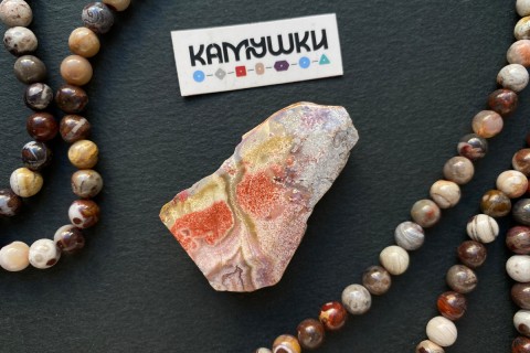 Кружевной агат, бусина свободной формы, №К0807