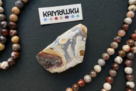 Кружевной агат, бусина свободной формы, №К0810