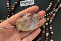Кружевной агат, бусина свободной формы, №К0816 Кружевной агат, бусина свободной формы, №К0816
