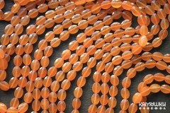 Кварц "оранжевый", граненый овал 6х8 мм, набор 11 бусин