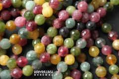 Кварц тонированный, микс цветов, шар граненый 8 мм, набор 11 бусин