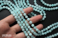 Кварц тонированный, шар граненый 6 мм, светло-голубой, набор 14 бусин Кварц тонированный, шар граненый 6 мм, светло-голубой, набор 14 бусин