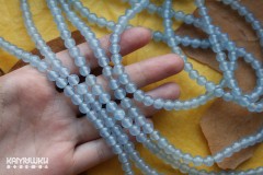 Кварц тонированный, "голубой", шар гладкий 6,5 мм, набор 15 бусин Кварц тонированный, "голубой", шар гладкий 6,5 мм, набор 15 бусин