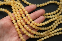 Желтый кальцит (мраморный оникс), яркий, шар гладкий 6,5 мм, набор 14 бусин