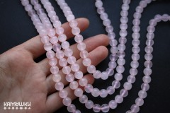 Кальцит розовый, шар гладкий 8 мм, набор 12 бусин