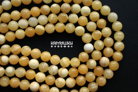 Желтый кальцит (мраморный оникс), шар гладкий 10 мм, набор 9 бусин