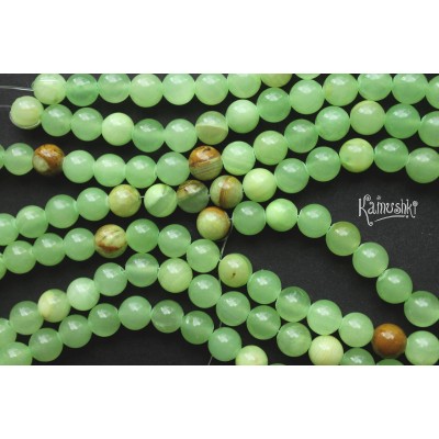 Зеленый кальцит (мраморный оникс), шар гладкий 8 мм, набор 12 бусин