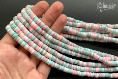 Рондели из каучука, мятно-розовый микс, 6 мм, набор 18 см Рондели из каучука, мятно-розовый микс, 6 мм, набор 18 см