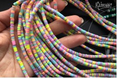 Рондели из каучука, неоновый микс, 4 мм, набор 19 см Рондели из каучука, неоновый микс, 4 мм, набор 19 см