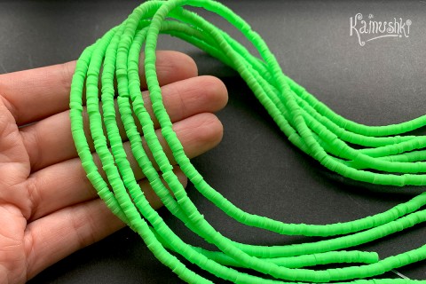 Рондели из каучука, неоново-зеленые, 4 мм, набор 18 см
