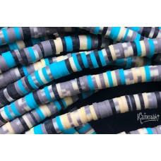 Рондели из каучука, серо-голубой микс, 4 мм, набор 18 см