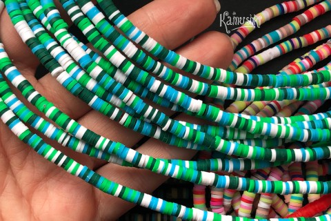 Рондели из каучука, сине-зеленый микс, 4 мм, набор 18 см