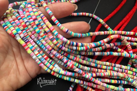 Рондели из каучука, яркий микс, 4 мм, набор 18 см