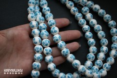 Бусина керамическая "Гжель голубая", шар гладкий 12 мм, 7 бусин Бусина керамическая "Гжель голубая", шар гладкий 12 мм, 7 бусин