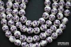 Бусина керамическая "Гжель фиолетовая", шар гладкий 12 мм, 7 бусин