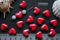 Бусина "сердечко" с красной глазурью, композит 14х15 мм, 1 шт