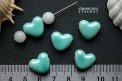 Бусина "сердечко" с мятной глазурью, композит 14х15 мм, 1 шт