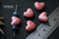 Бусина "сердечко" с розовой глазурью, композит 14х15 мм, 1 шт