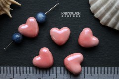Бусина "сердечко" с розовой глазурью, композит 14х15 мм, 1 шт