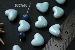 Бусина "сердечко" со светло-голубой глазурью, композит 14х15 мм, 1 шт