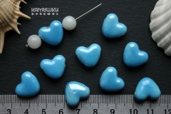 Бусина "сердечко" со ярко-голубой глазурью, композит 14х15 мм, 1 шт