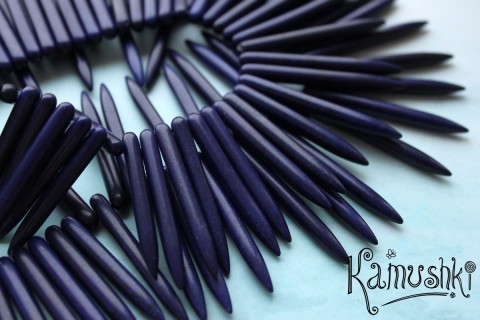 Композитный материал, тонированный (синий), "иголочки", 20 - 49 мм, набор 46 бусин
