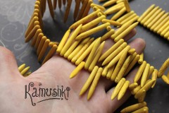 Композитный материал, тонированный (жёлтый), "иголочки", 20 - 49 мм, набор 46 бусин