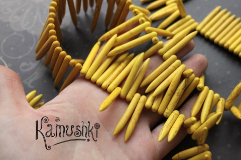 Композитный материал, тонированный (жёлтый), "иголочки", 20 - 49 мм, набор 46 бусин