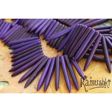 Композитный материал, тонированный (фиолетовый), "иголочки", 20 - 49 мм, набор 46 бусин