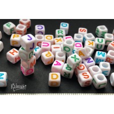 Кубики с буквами белые с подбором слова, 6 мм, 1 шт.