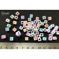 Кубики с буквами белые, 6 мм, набор 20 шт.
