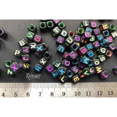Кубики с буквами черные, 6 мм, набор 20 шт.