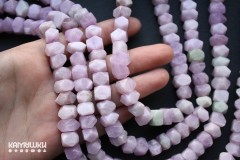 Кунцит и гидденит, граненые кусочки прямоугольные, набор 12 бусин Кунцит и гидденит, граненые кусочки прямоугольные, набор 12 бусин