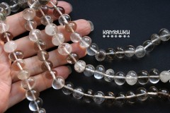 Кварц с включениями хлорита и гематита, галтовка, 9-12 мм, набор 10 бусин Кварц с включениями хлорита и гематита, галтовка, 9-12 мм, набор 10 бусин