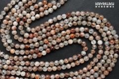 Кварц с включениями астрофиллита, шар гладкий 6 мм, набор 16 бусин Кварц с включениями астрофиллита, шар гладкий 6 мм, набор 16 бусин